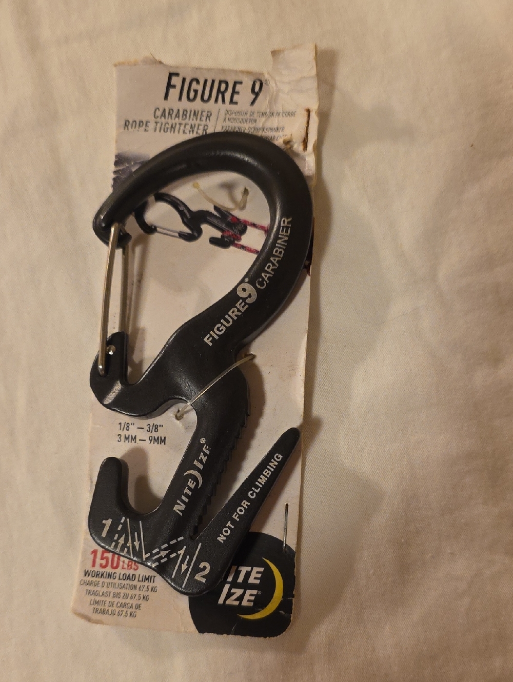 Nite Ize Figure 9 Black Carabiner Rope Tightener
